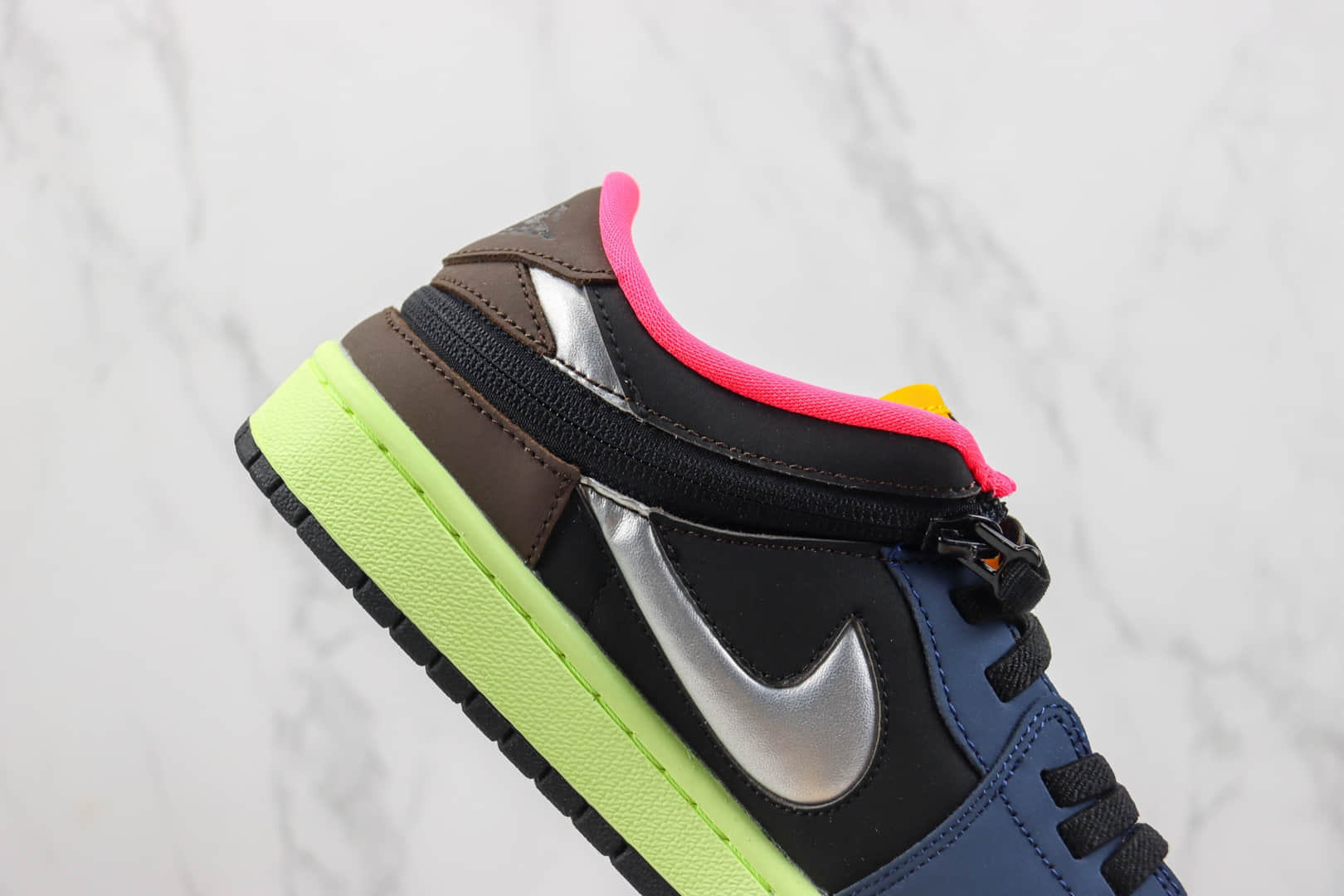 乔丹Air Jordan 1 Low FlyEase “Bio Hack”纯原版本低帮AJ1拉链款彩色拼接板鞋 莆田复刻鞋货源 货号:DM1206-201