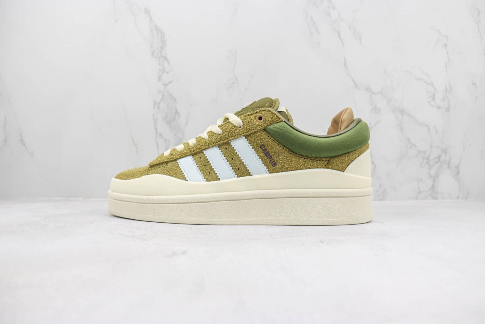 阿迪达斯Bad Bunny x adidas Campus “Olive”纯原版本坏痞兔联名苔藓绿复古增高板鞋 莆田阿迪达斯货源 (ID:100251) - 图片1