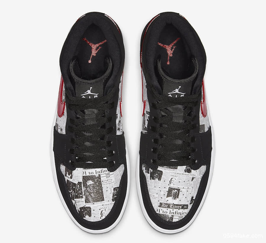 Air Jordan 1 Mid 全新配色曝光!报纸图案个性又复古! 货号:852542-061