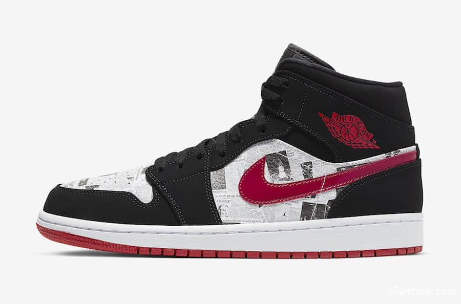 Air Jordan 1 Mid 全新配色曝光!报纸图案个性又复古! 货号:852542-061