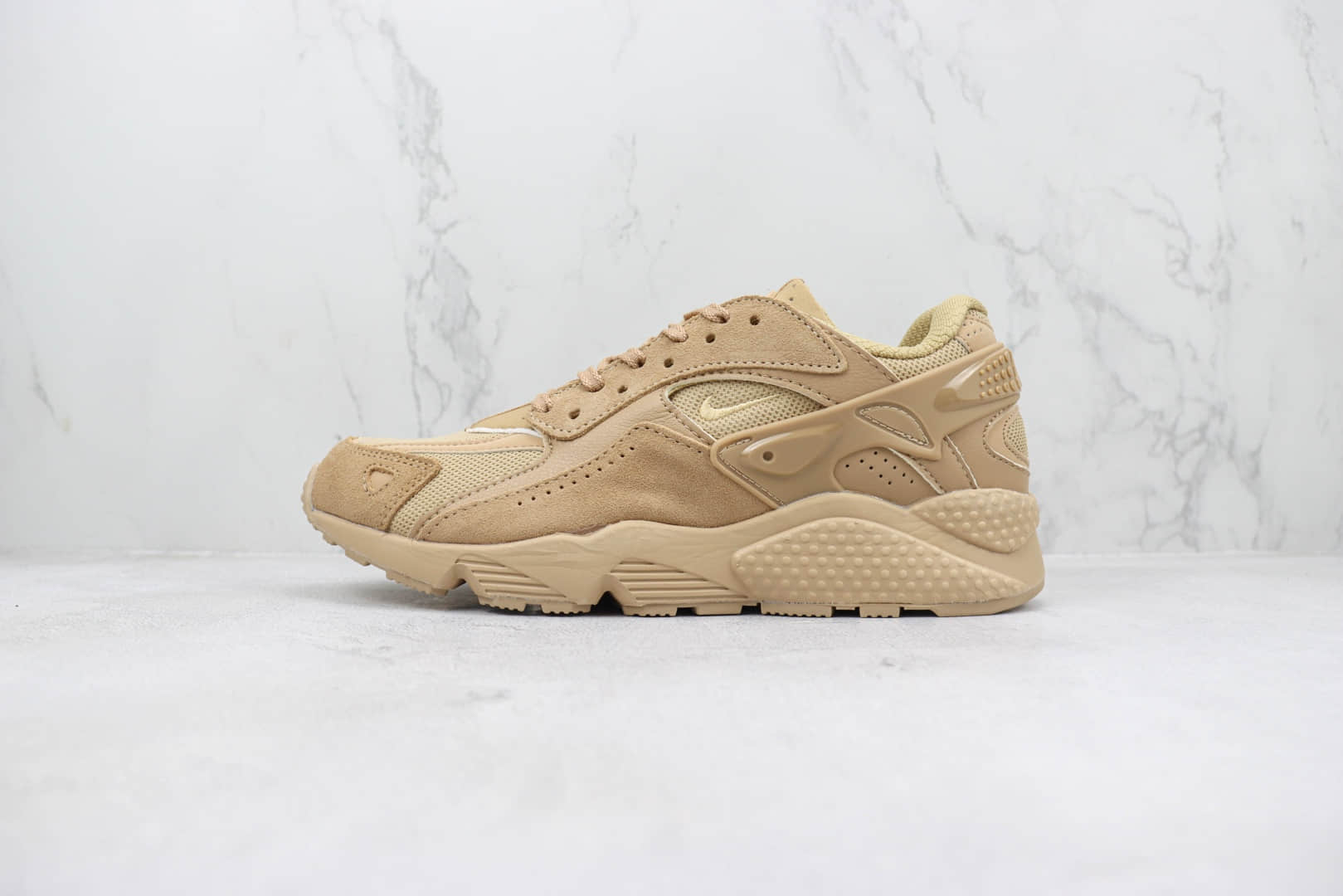 耐克Nike Air Huarache Runner纯原版本华莱士12代卡其色复古跑鞋 莆田耐克工厂 货号:DZ3306-200