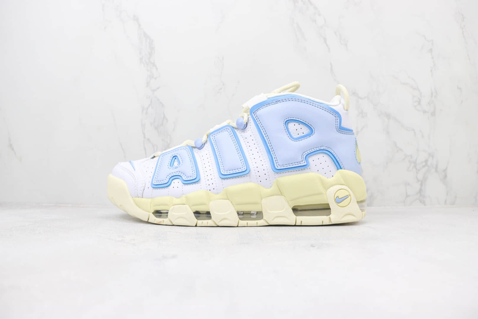 耐克Nike Air More Uptempo纯原版本皮蓬大R米白蓝复古篮球鞋 莆田耐克代理 (ID:100582) - 图片1