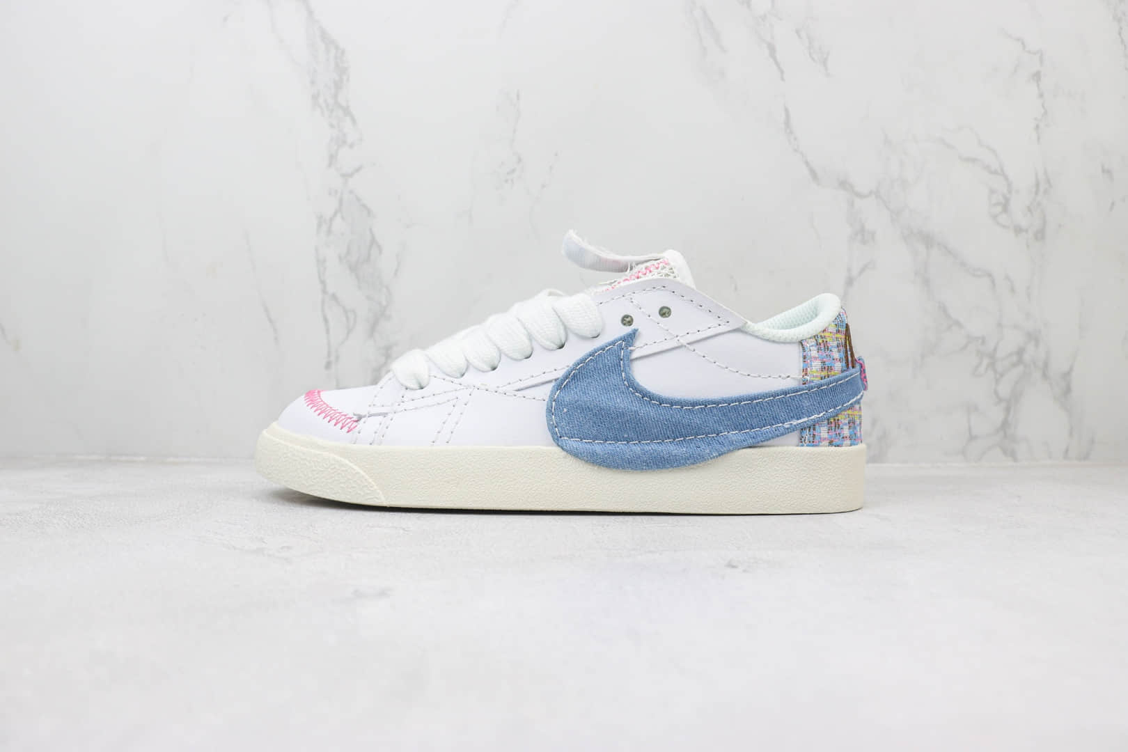 耐克Nike Blazer Low '77 Jumbo纯原版本低帮开拓者牛仔丹宁小香风板鞋 莆田耐克代理 货号:FJ7741-141