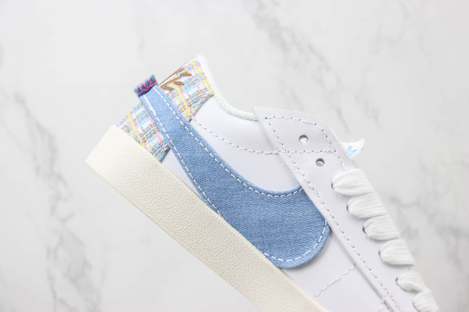 耐克Nike Blazer Low '77 Jumbo纯原版本低帮开拓者牛仔丹宁小香风板鞋 莆田耐克代理 货号:FJ7741-141