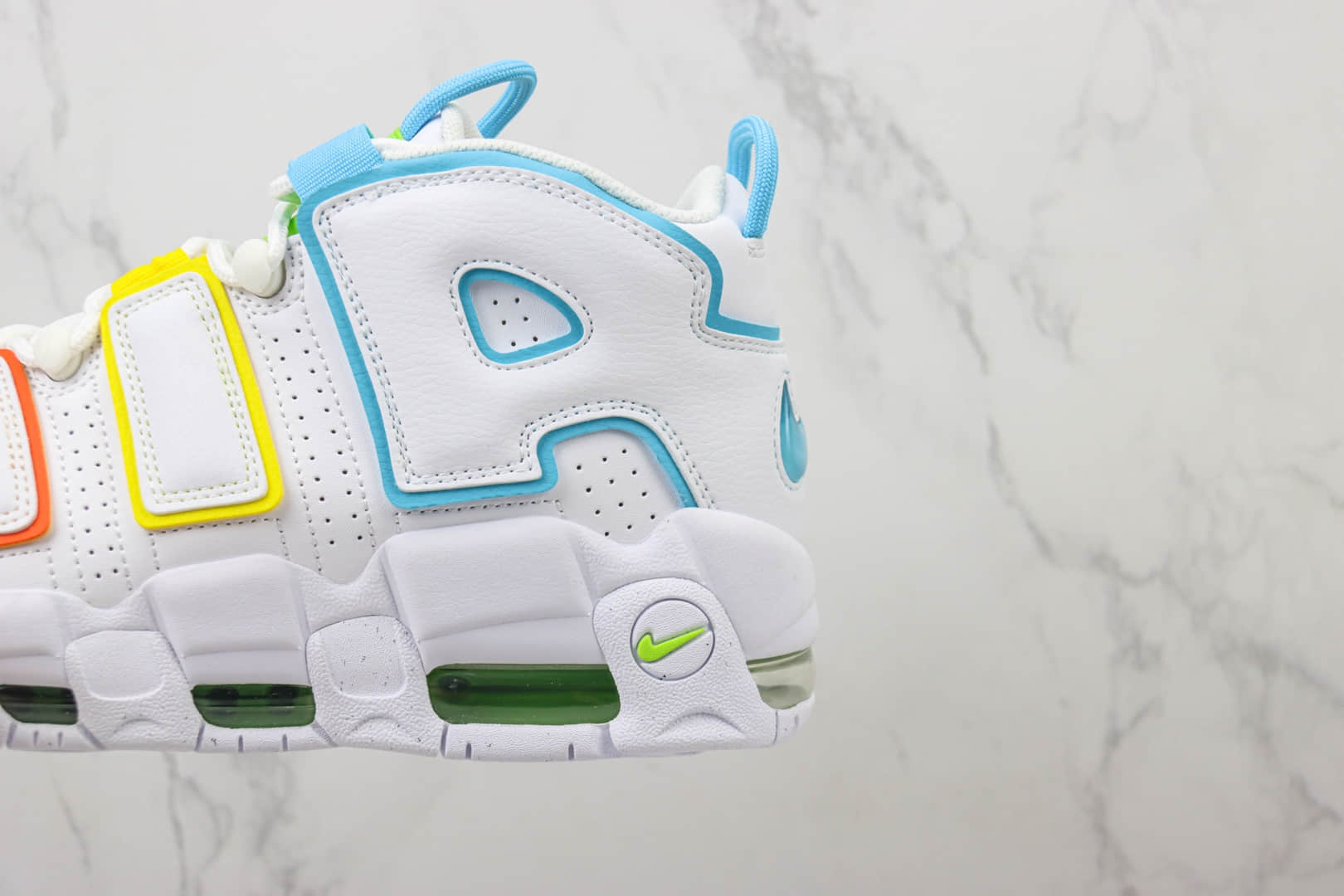 耐克Nike Air More Uptempo纯原版本皮蓬大AIR白橙黄蓝复古篮球鞋 莆田耐克工厂 货号:FJ4624-100