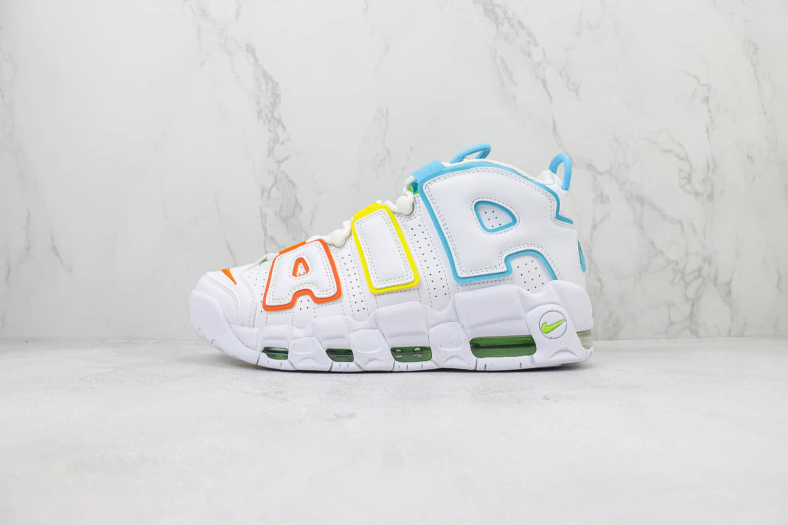 耐克Nike Air More Uptempo纯原版本皮蓬大AIR白橙黄蓝复古篮球鞋 莆田耐克工厂 货号:FJ4624-100
