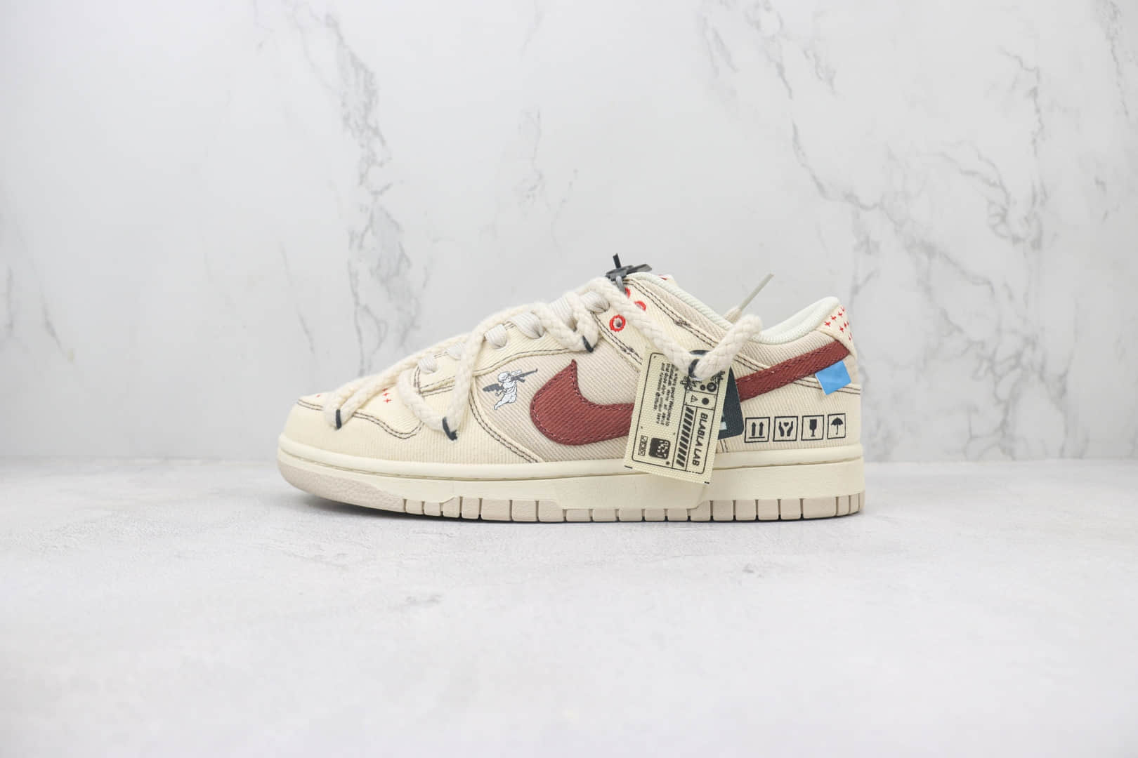 耐克Nike Dunk Low纯原版本低帮Dunk天使刺子绣帆布解构板鞋 莆田耐克代理 货号:DV0834-100