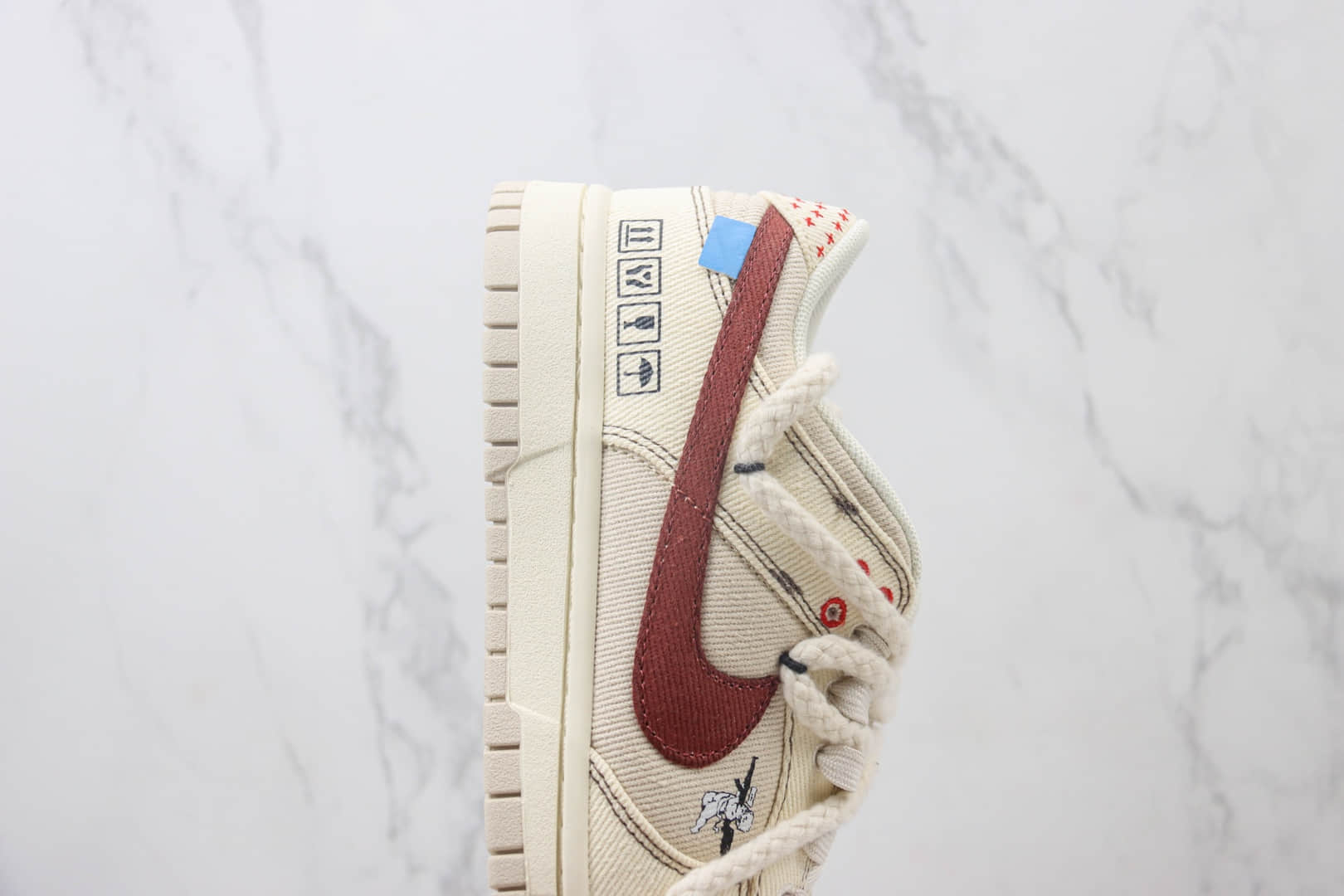 耐克Nike Dunk Low纯原版本低帮Dunk天使刺子绣帆布解构板鞋 莆田耐克代理 货号:DV0834-100