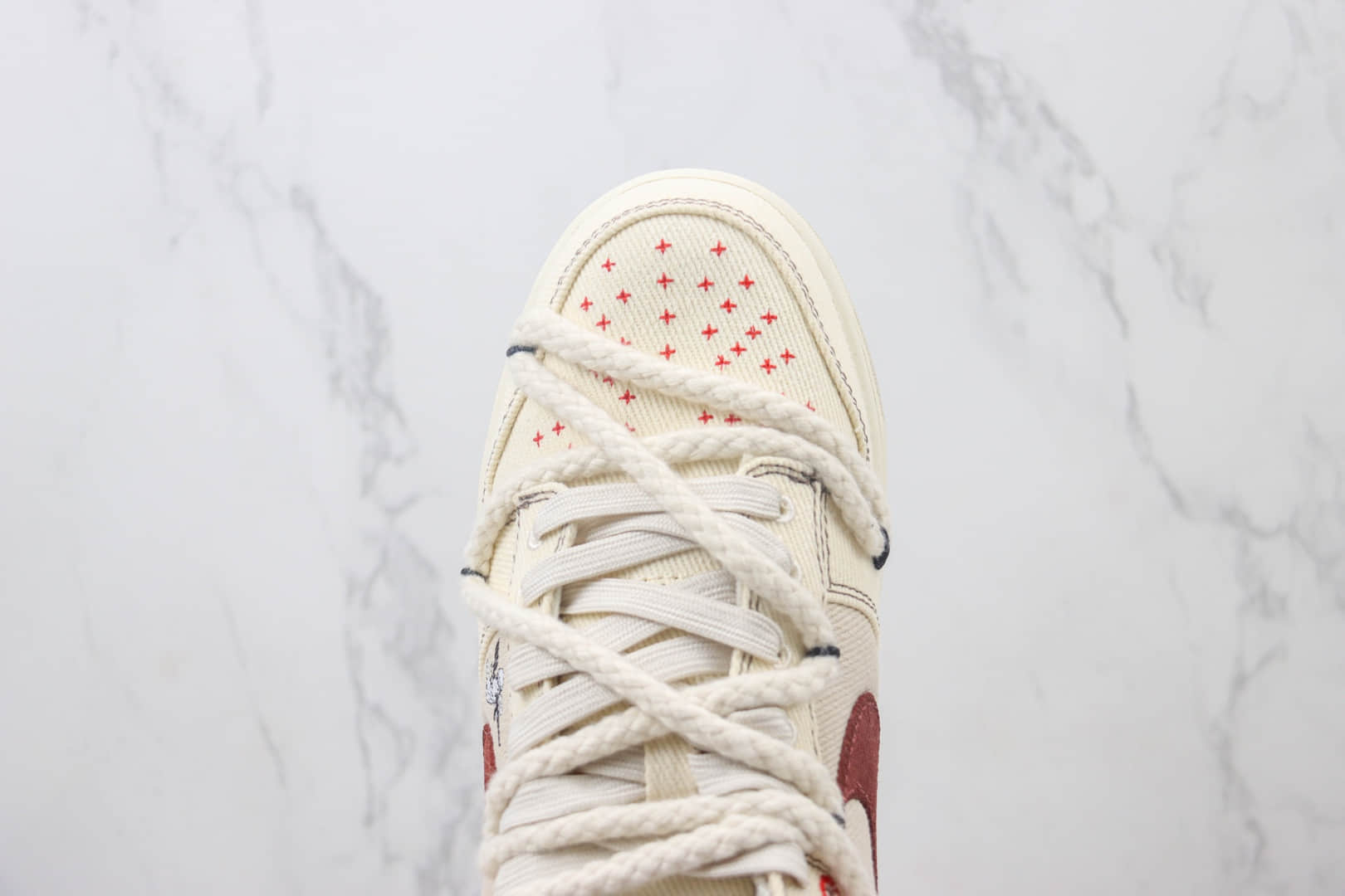 耐克Nike Dunk Low纯原版本低帮Dunk天使刺子绣帆布解构板鞋 莆田耐克代理 货号:DV0834-100