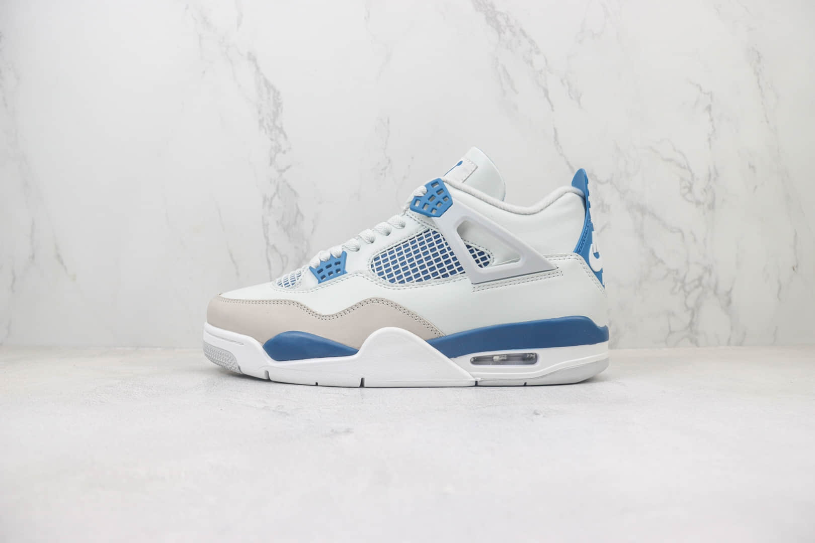 乔丹Air Jordan 4 “Military Blue”纯原版本元年AJ4白蓝灰篮球鞋 莆田复刻鞋货源 (ID:101922) - 图片1