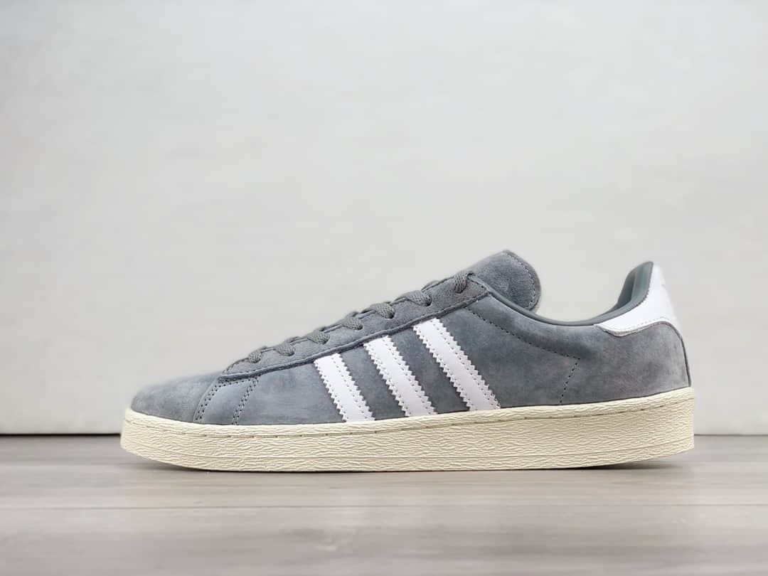 阿迪达斯adidas Originals Campus 80s纯原版本三叶草灰白学院风板鞋 莆田阿迪达斯货源 (ID:102156) - 图片1