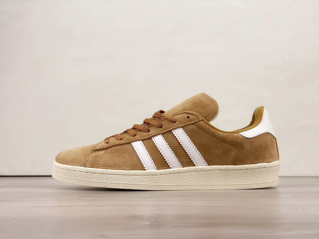 阿迪达斯adidas Campus 80S纯原版本三叶草棕白色复古板鞋 莆田阿迪达斯工厂 货号:ID7317