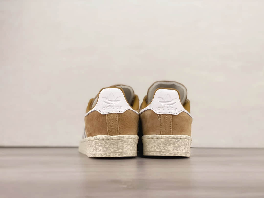 阿迪达斯adidas Campus 80S纯原版本三叶草棕白色复古板鞋 莆田阿迪达斯工厂 货号:ID7317