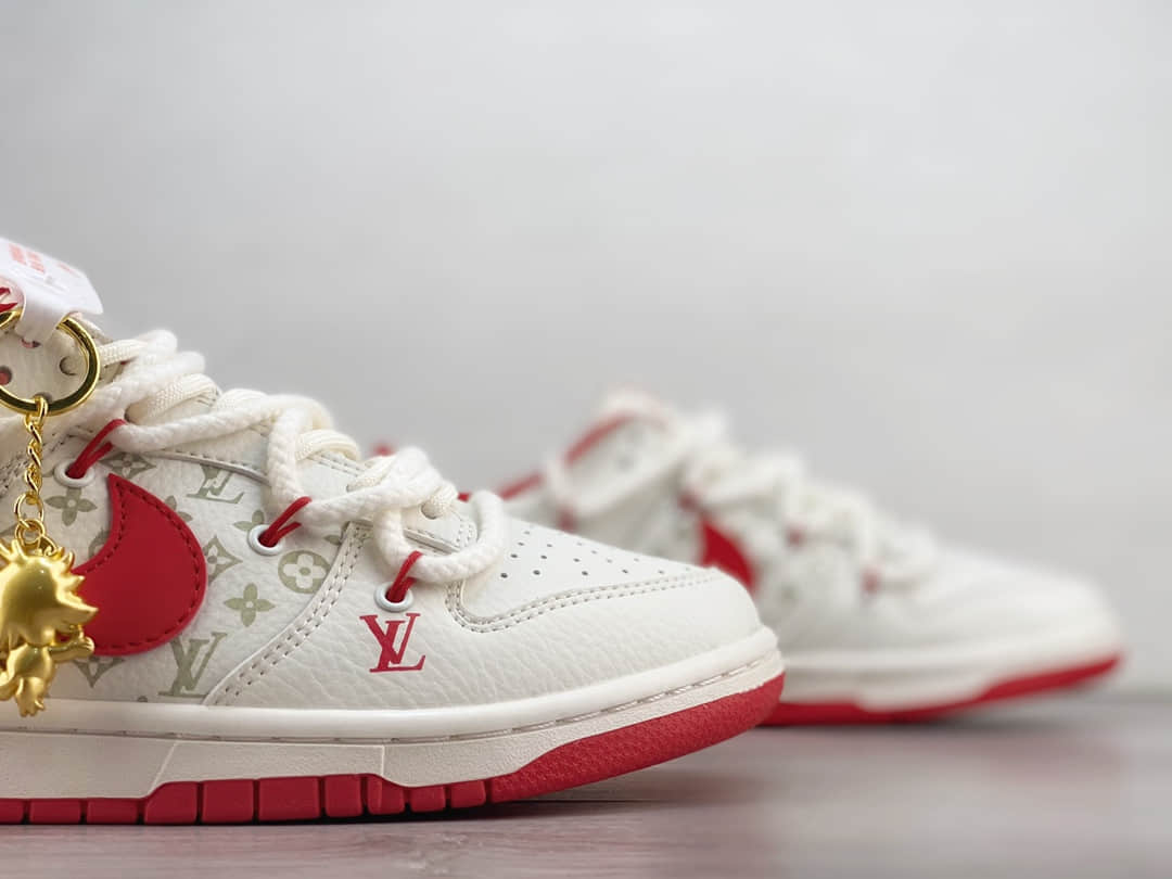 耐克Nike SB Dunk Low纯原版本LV联名SB Dunk中国红绑带低帮板鞋 莆田耐克代理 货号:SJ2068-228