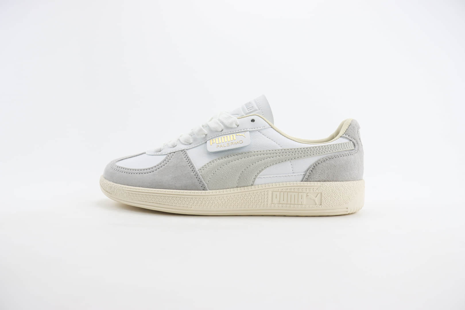 彪马PUMA Palermo Leather纯原版本巴勒莫系列白灰色德训鞋 莆田彪马货源 货号:396464-02