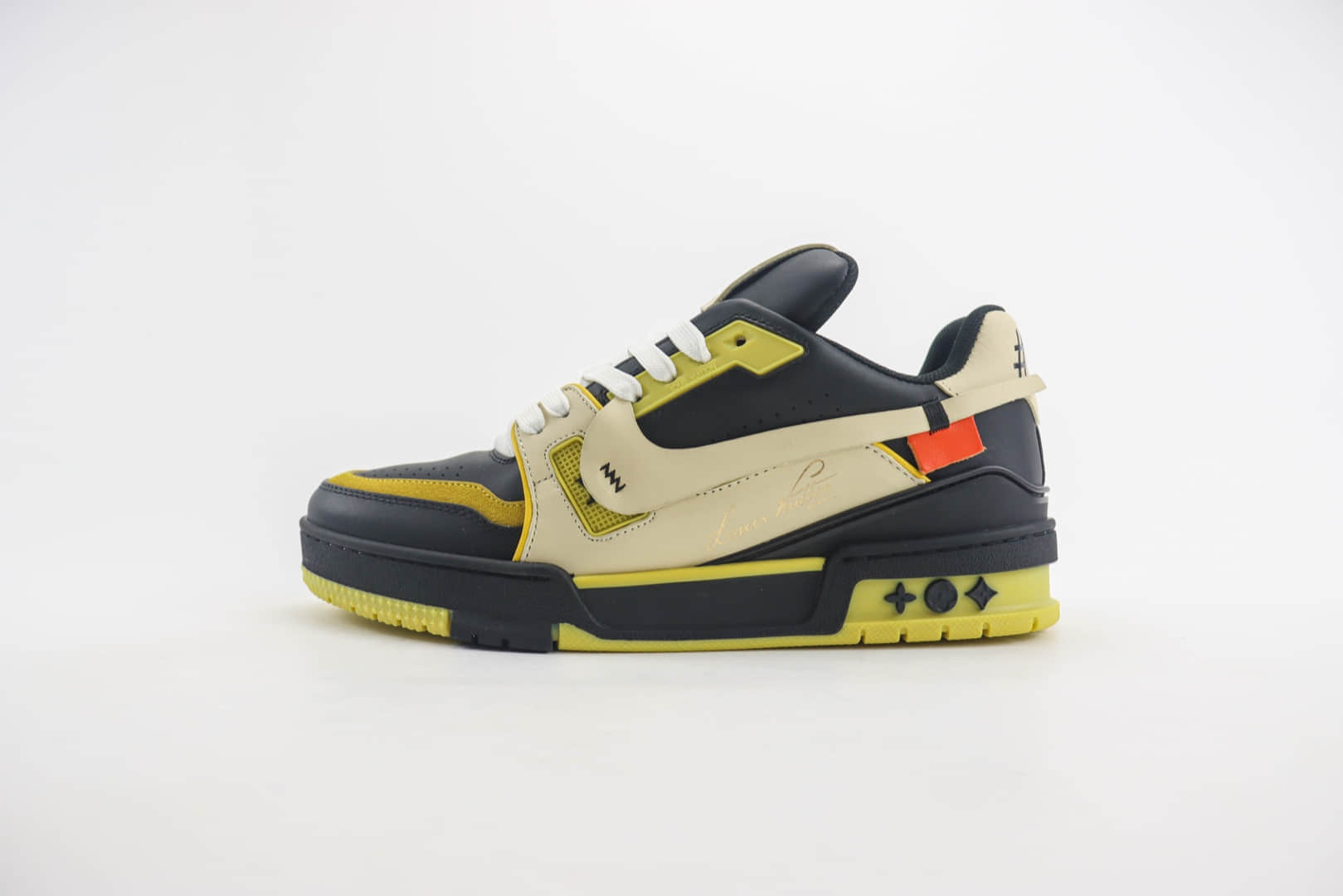 路易威登Louis Vuitton Trainer Sneaker Low纯原版本耐克联名姜黄黑篮球板鞋 莆田复刻鞋货源 (ID:103568) - 图片1