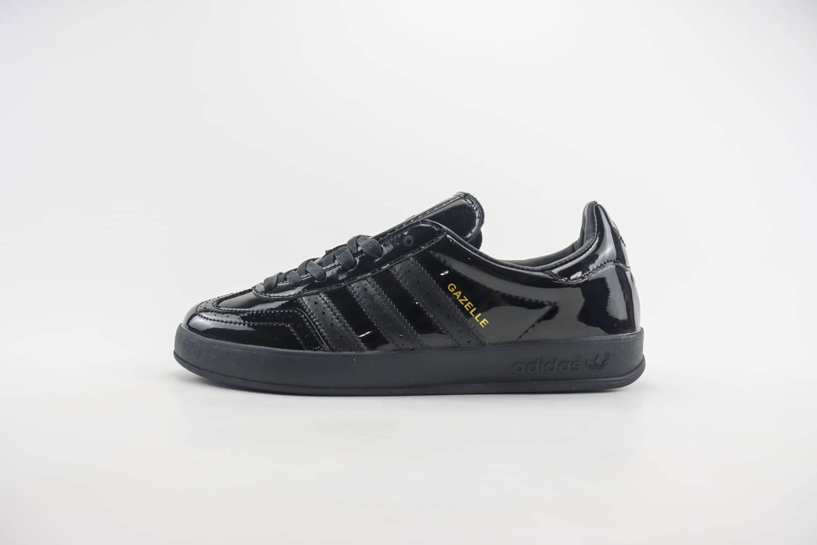 阿迪达斯adidas Originals Gazelle纯原版本黑色漆皮布洛克板鞋 莆田阿迪达斯批发 (ID:104022) - 图片1
