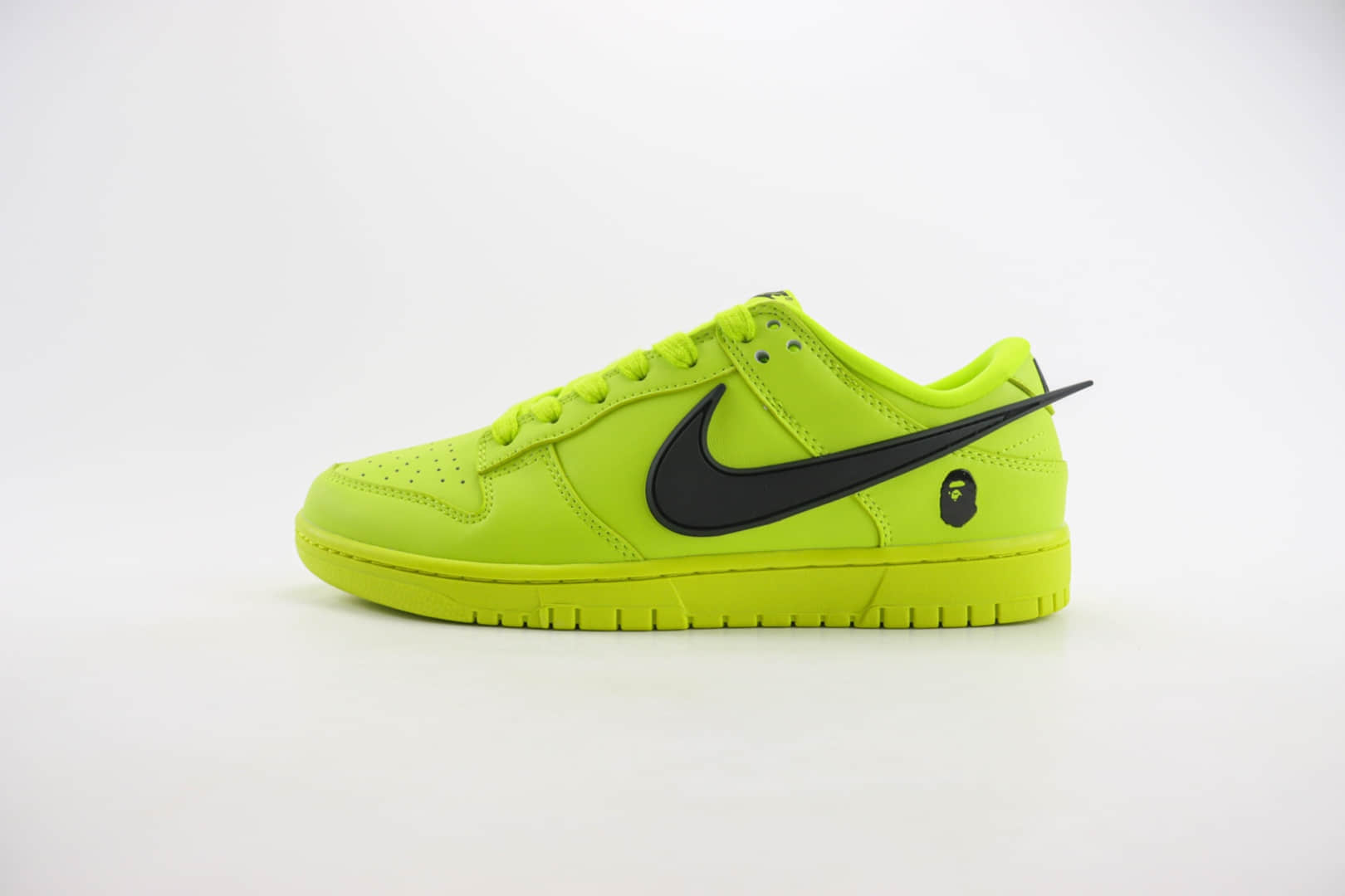 耐克Bape x AMBUSH x Nike SB Dunk Low纯原版本猿人头三方联名SB Dunk荧光绿立体飞钩板鞋 莆田耐克工厂 (ID:105115) - 图片1