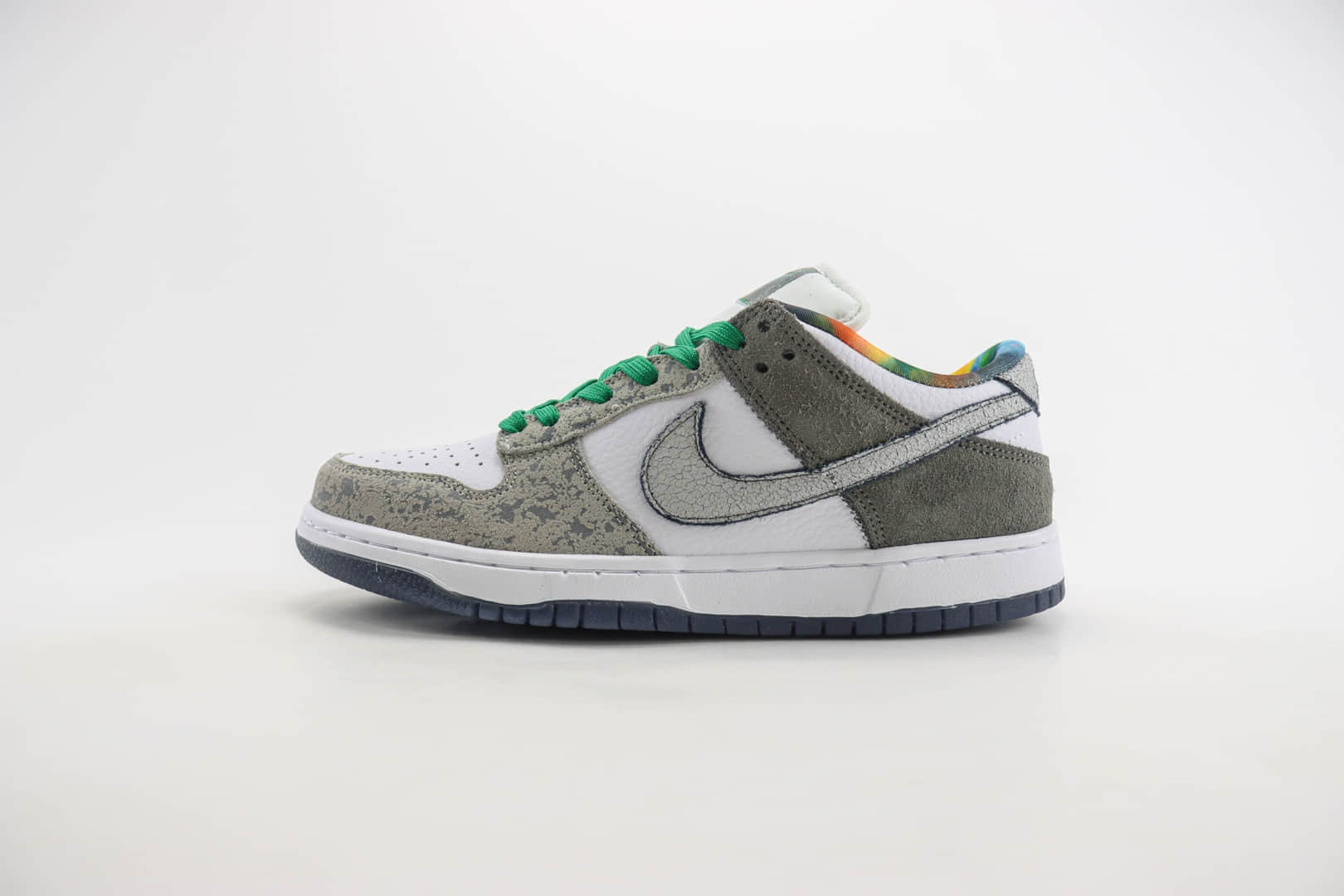 耐克Nike SB Dunk Low纯原版本低帮SB Dunk灰白色翻毛皮爆裂纹板鞋 莆田耐克工厂 (ID:105474) - 图片1