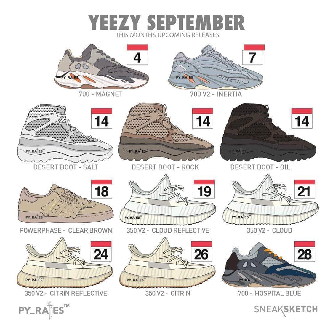 9月份将推出11款adidas Yeezy系列!?吃土少年瑟瑟发抖!