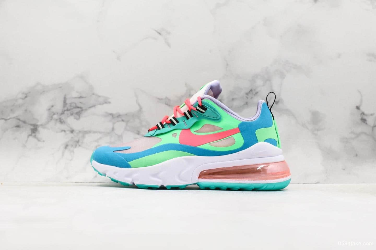 耐克Nike Air Max 270 React绿蓝红公司级 高频网面 复古技能风休闲缓震鞋 (ID:11092) - 图片1