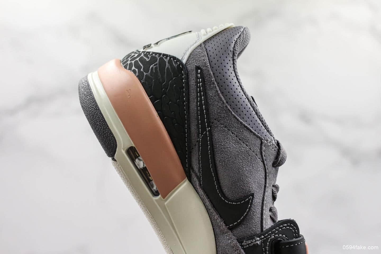 乔丹Jordan Legacy 312 Low灰粉色纯原版本带半码头层皮真标原盒原底原面小红书爆款 货号:CD9054-002
