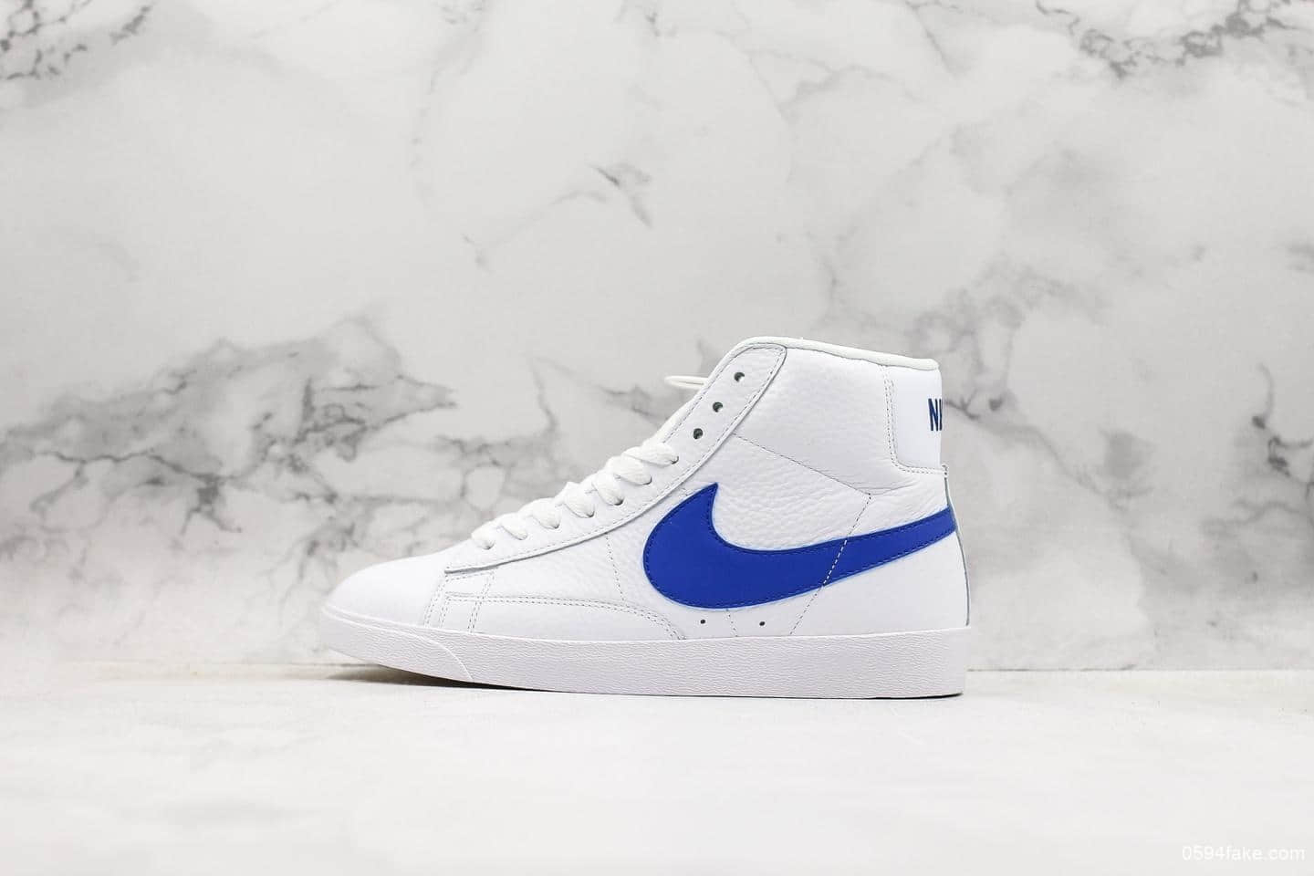 耐克Nike Blazer Mid Retro回归复刻复古经典公司级版本开拓者休闲运动板鞋白蓝进口荔枝纹头层皮 (ID:12144) - 图片1