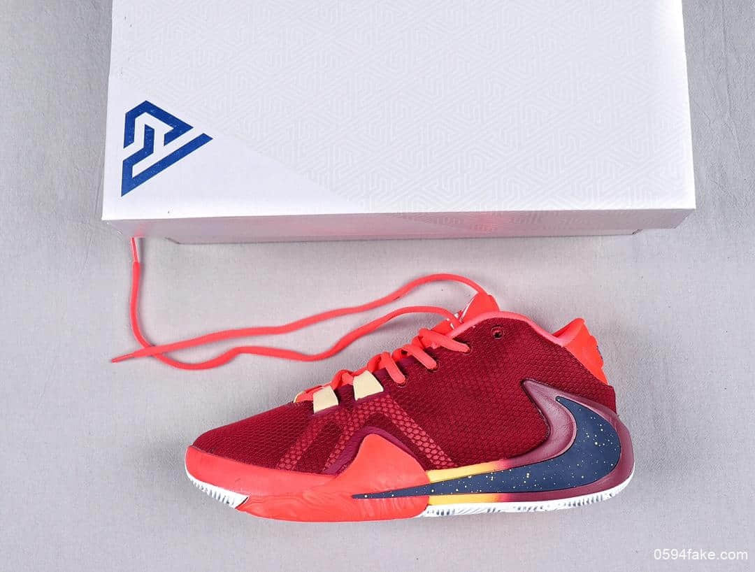 耐克Nike Zoom Freak 1 University Red一代字母哥签名双气垫低帮休闲运动篮球鞋酒红桔红黑黄大倒钩 (ID:12366) - 图片1