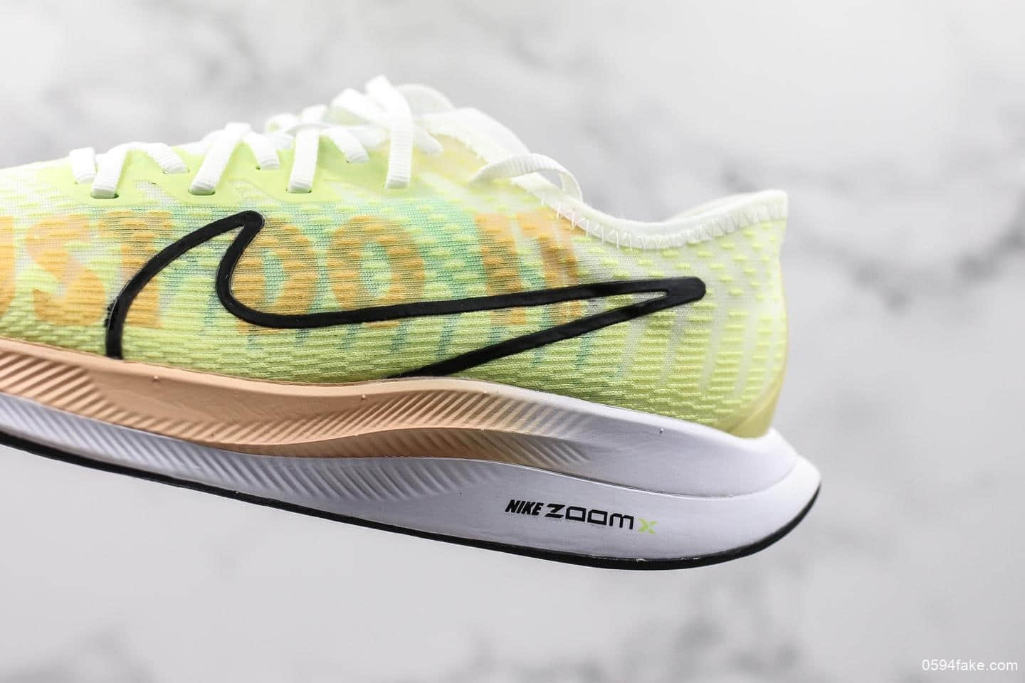 耐克Nike Zoom Fly 3 Running纯原版本三代飞行马拉松袜子蝉翼系列休闲运动慢跑鞋浅黄黑白橘粉JDI标语 货号:BV1134-300
