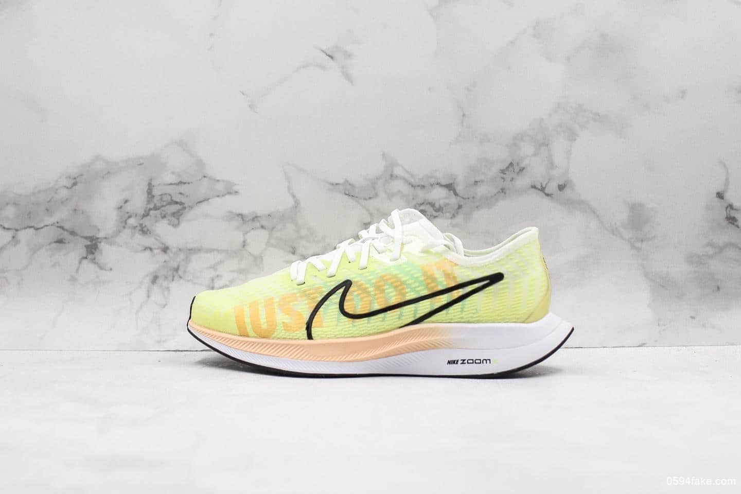 耐克Nike Zoom Fly 3 Running纯原版本三代飞行马拉松袜子蝉翼系列休闲运动慢跑鞋浅黄黑白橘粉JDI标语 货号:BV1134-300