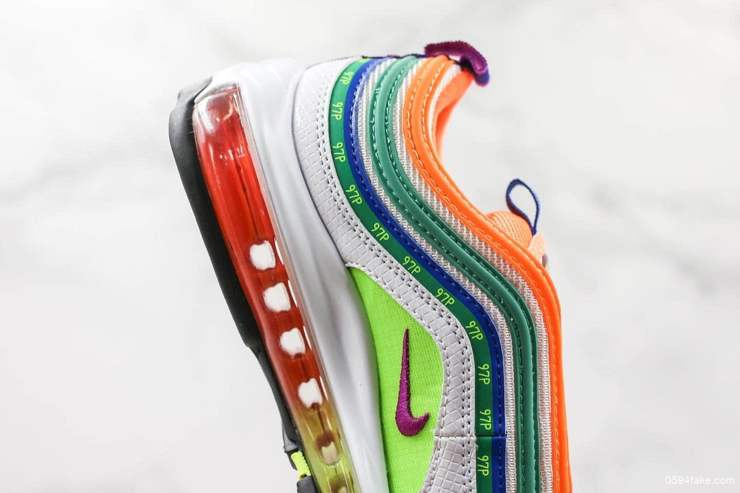 耐克Nike Air Max 97 London Summer of Love纯原版本海外限定配色全掌气垫子弹复古跑步鞋 货号:CI1504-100