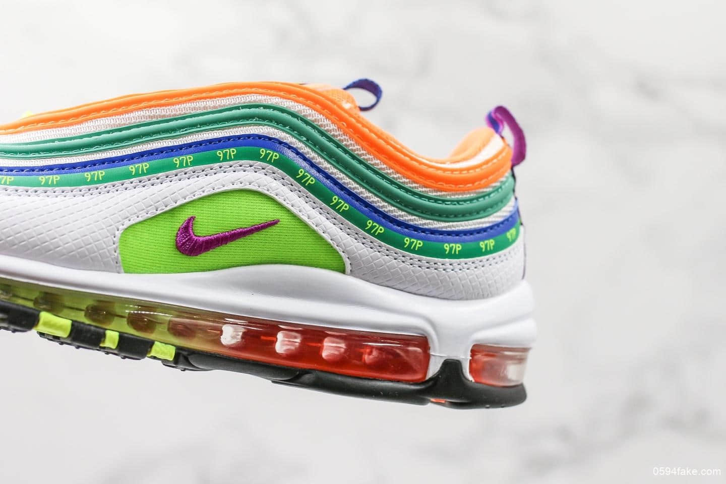 耐克Nike Air Max 97 London Summer of Love纯原版本海外限定配色全掌气垫子弹复古跑步鞋 货号:CI1504-100