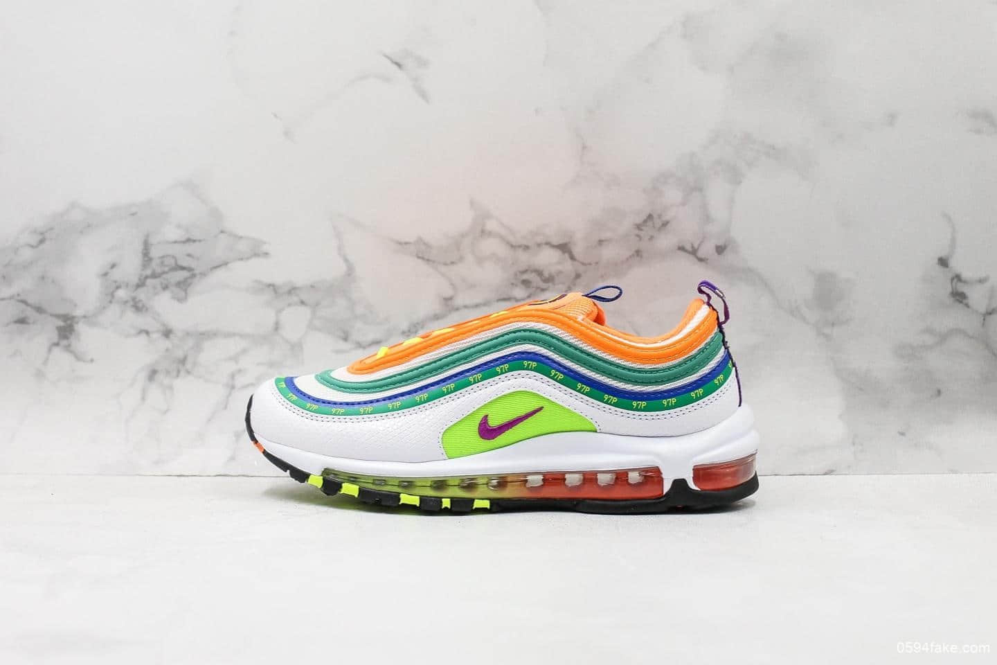 耐克Nike Air Max 97 London Summer of Love纯原版本海外限定配色全掌气垫子弹复古跑步鞋 货号:CI1504-100