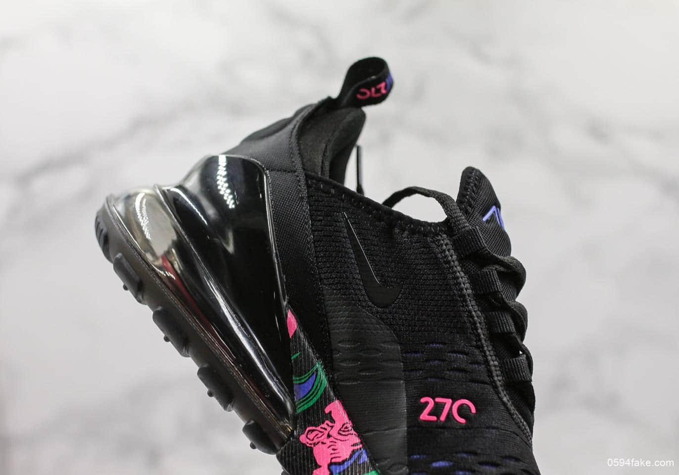 耐克Nike Air Max 270公司级版本夏威夷黑彩配色官方主推原档案数据开发原盒原标真实小潘气垫 货号:AH8050-010