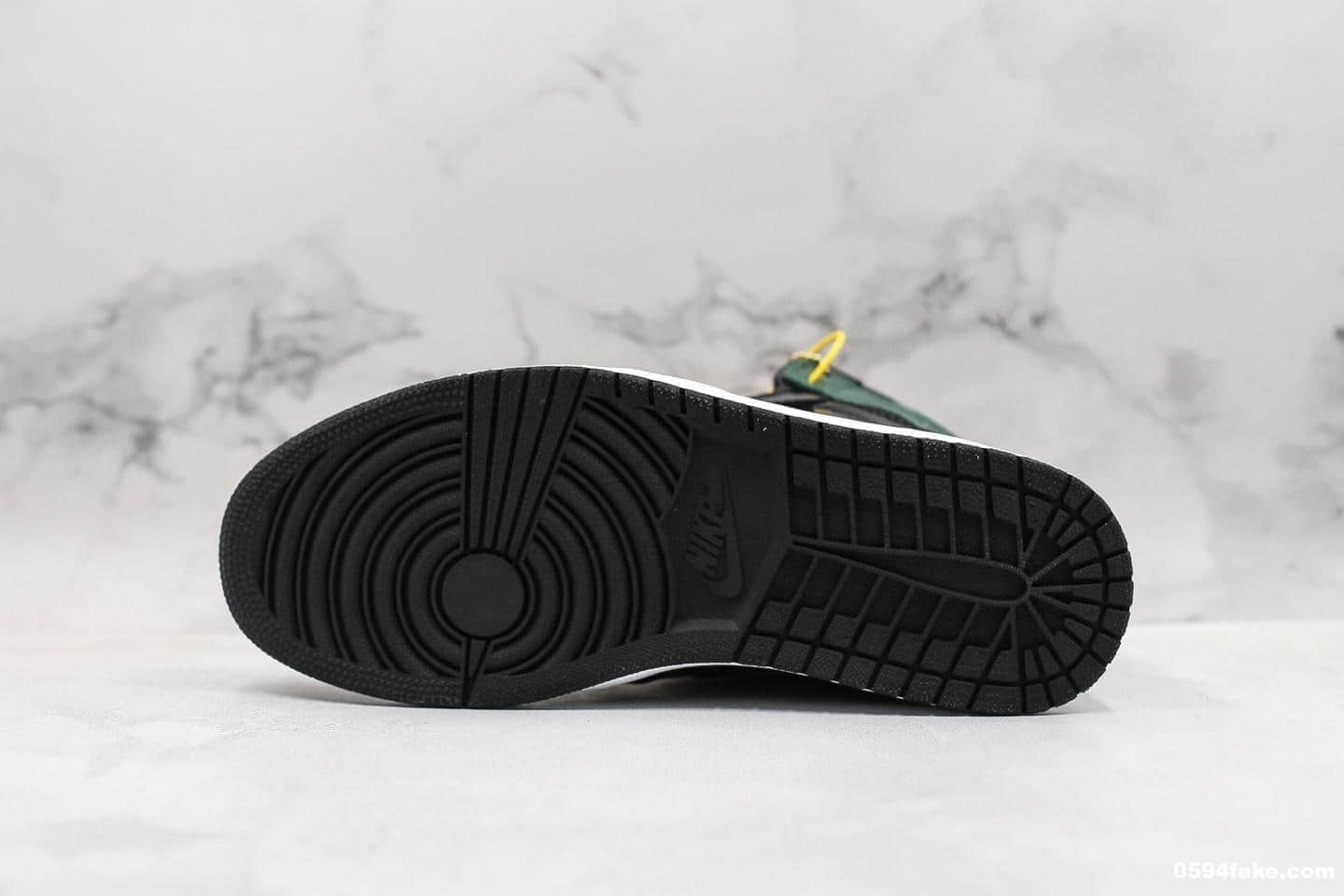 乔丹Air Jordan 1 x SoleFly F&F纯原版本乔丹1代大宝剑篮球鞋黑绿漆皮鸳鸯限量联名款全新升级版鞋楦一比一开版完美还原 货号:AV3905-038
