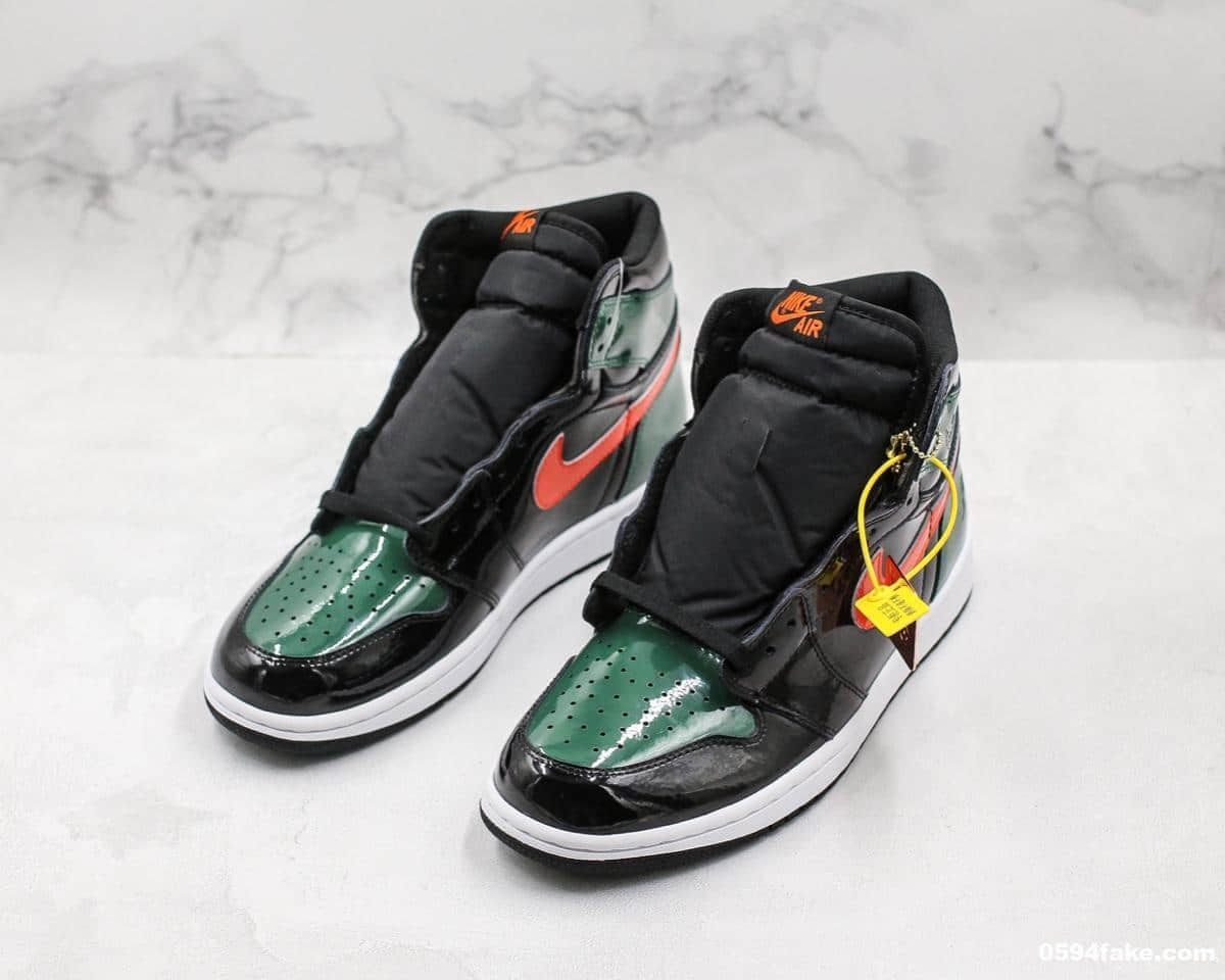 乔丹Air Jordan 1 x SoleFly F&F纯原版本乔丹1代大宝剑篮球鞋黑绿漆皮鸳鸯限量联名款全新升级版鞋楦一比一开版完美还原 货号:AV3905-038