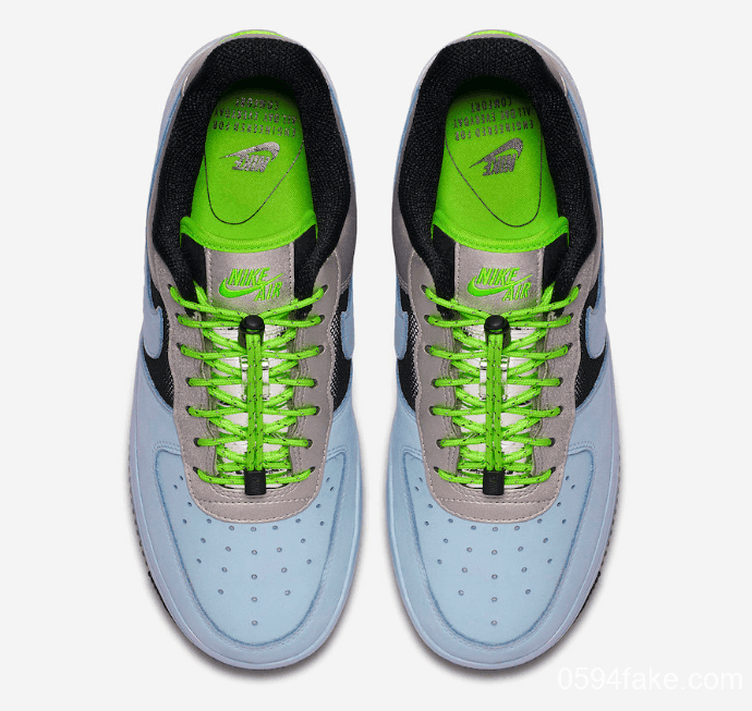 亮眼荧光绿抽绳鞋带!这双Air Force 1不要错过! 货号:CN0176-400