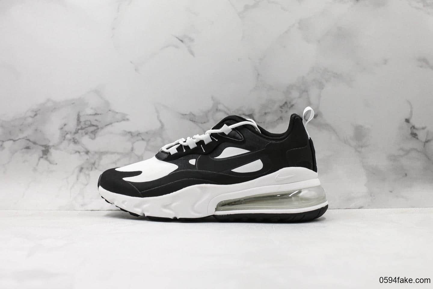 耐克Nike React Air Max 270公司级版本瑞亚高桥盾机能系列后半掌气垫百搭运动慢跑鞋黑泥灰白勾 货号:AQ9087-001