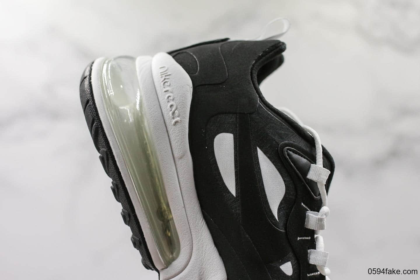 耐克Nike React Air Max 270公司级版本瑞亚高桥盾机能系列后半掌气垫百搭运动慢跑鞋黑泥灰白勾 货号:AQ9087-001