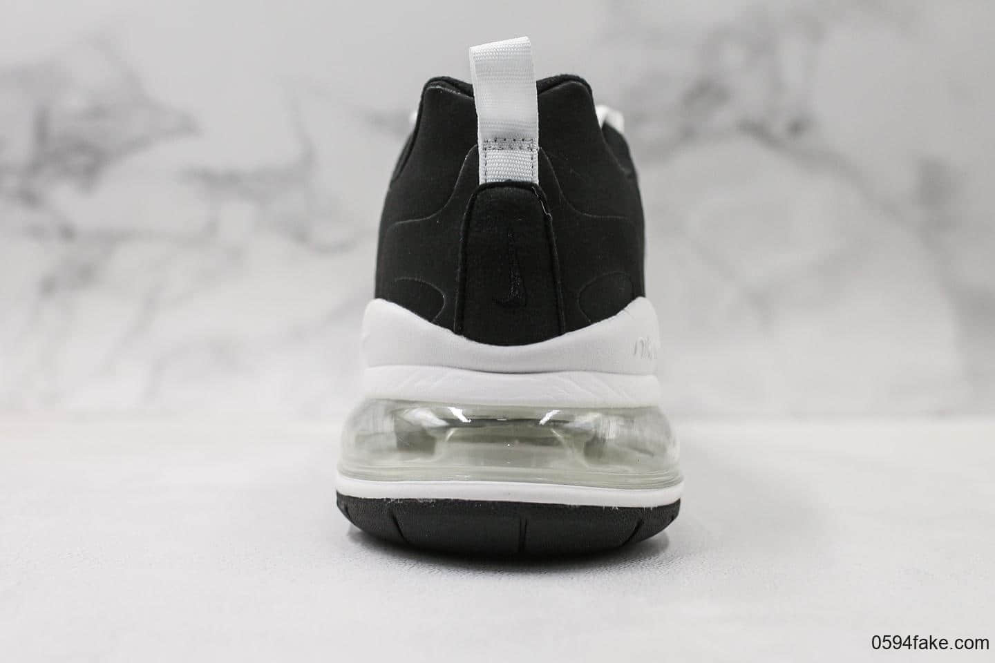 耐克Nike React Air Max 270公司级版本瑞亚高桥盾机能系列后半掌气垫百搭运动慢跑鞋黑泥灰白勾 货号:AQ9087-001