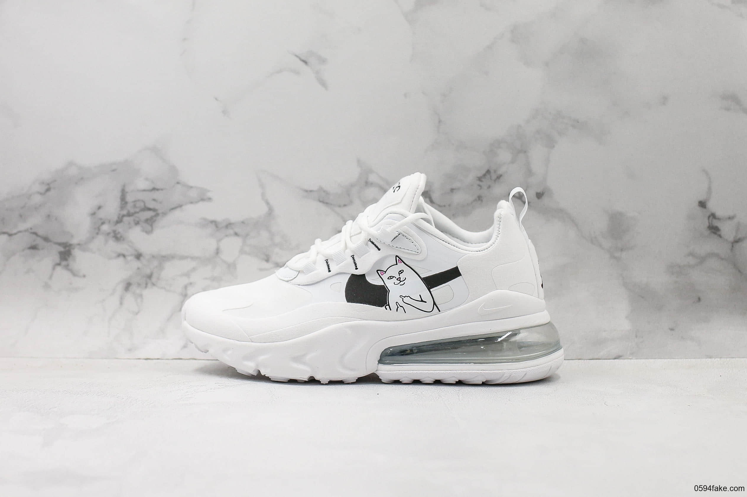 耐克Nike React Air Max 270纯原版本瑞亚后半掌气垫百搭运动慢跑鞋贱猫联名款 货号:AQ9087-101