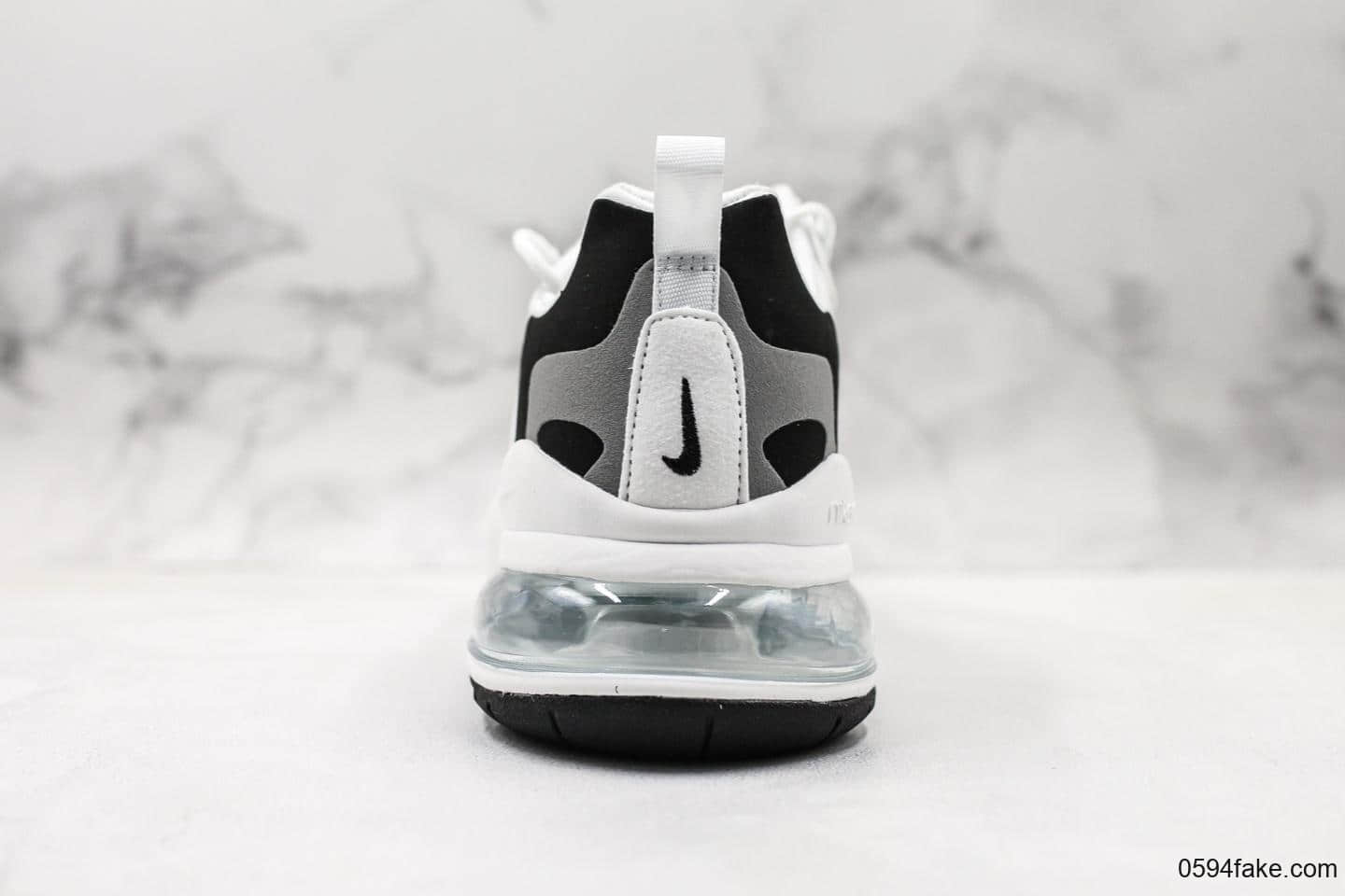耐克Nike Air Max 270 React White Black Grey270纯原版本瑞亚赛车系列后半掌气垫百搭运动慢跑鞋白灰黑 货号:AQ9087-103
