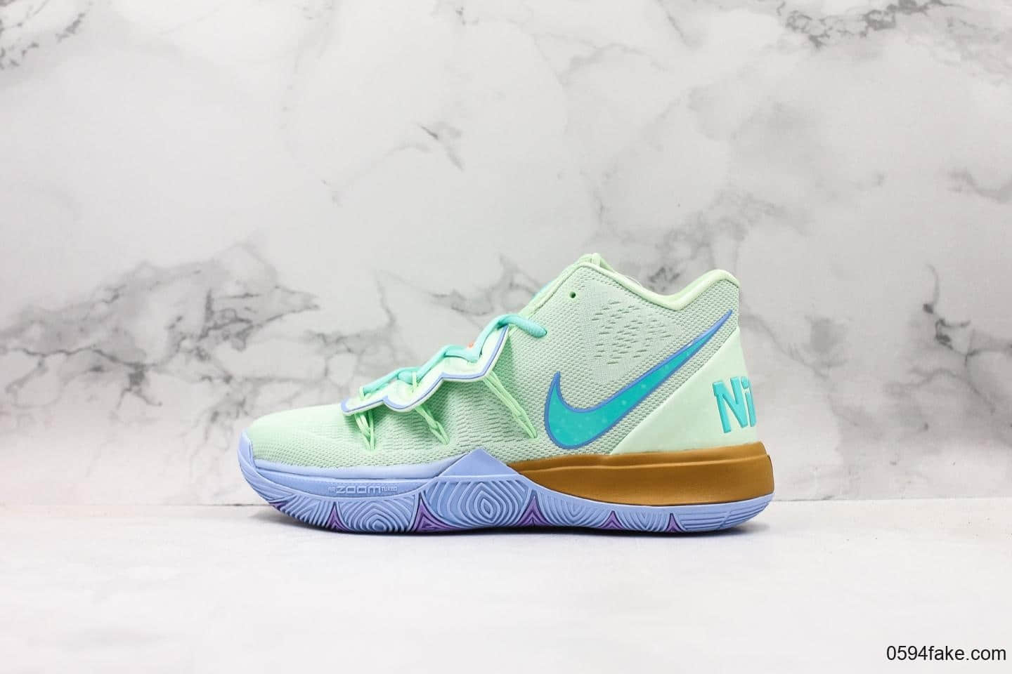 耐克Nike KYRIE 5 x SpongeBob灭世纯原版本欧文5章鱼哥配色唯一内置真Zoom Turbo气垫原厂Ortholite欧斯莱鞋垫 (ID:15399) - 图片1