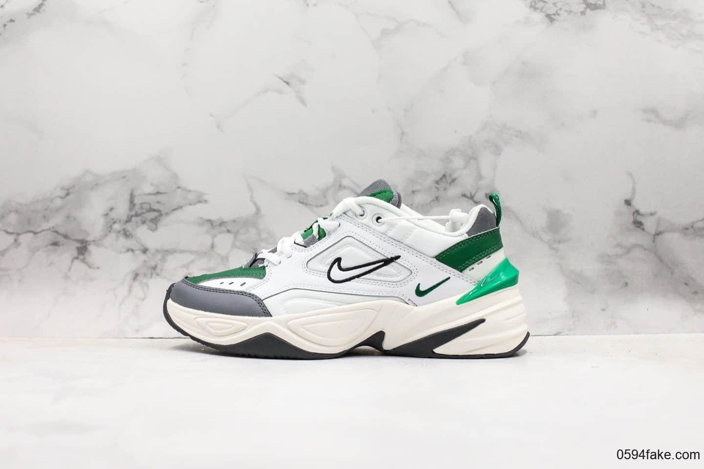 耐克Nike Air Monarch the M2K Tekno白灰绿M2K老爹鞋复古休闲运动鞋真标带半码 原厂模具开发 货号:AV4789-009