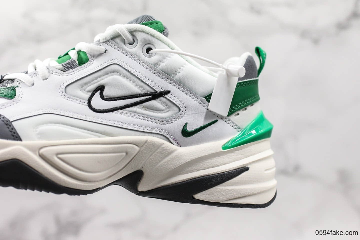 耐克Nike Air Monarch the M2K Tekno白灰绿M2K老爹鞋复古休闲运动鞋真标带半码 原厂模具开发 货号:AV4789-009