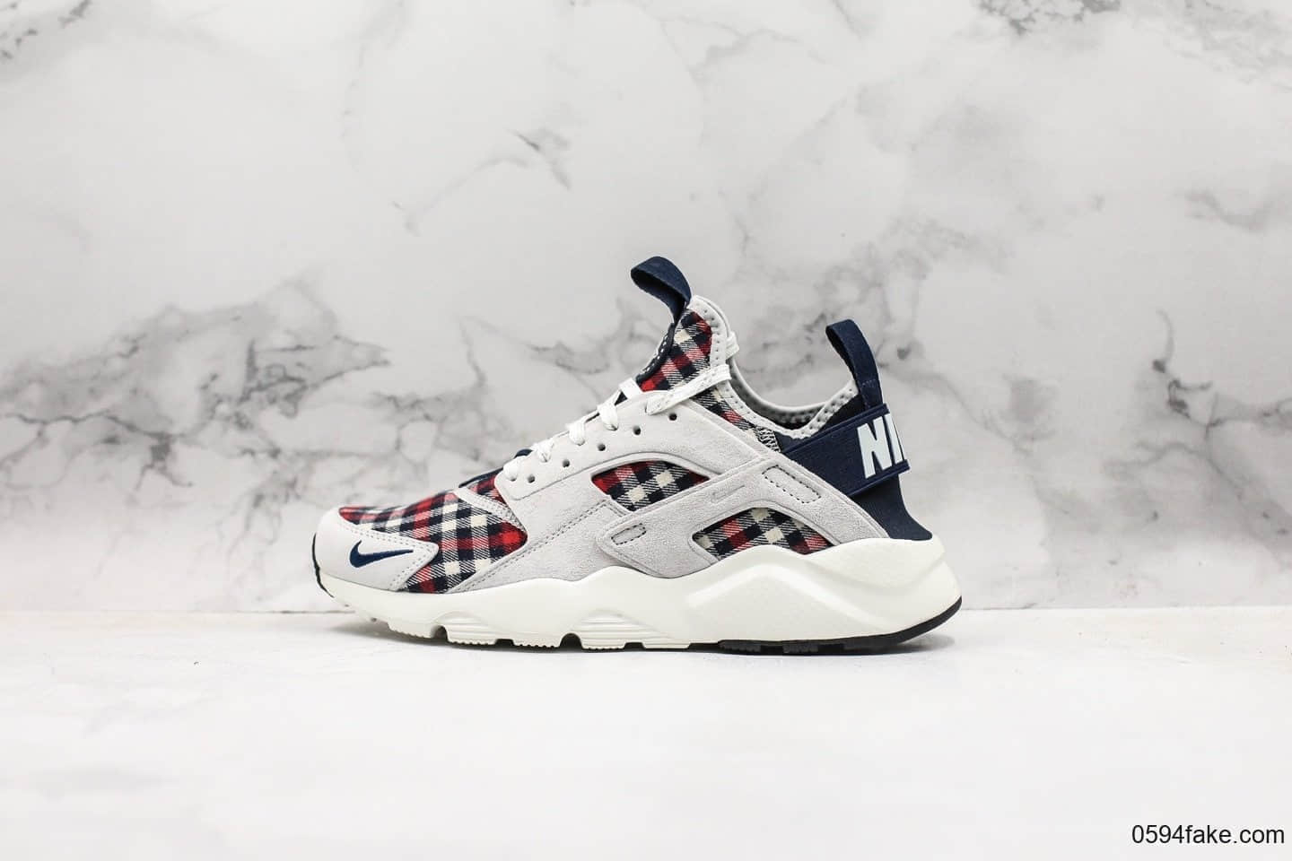 耐克Nike Air Huarache Ultra Suede公司级版本华莱士四代复古慢跑鞋系列英伦格子配色顶级细麂皮打造 (ID:15864) - 图片1