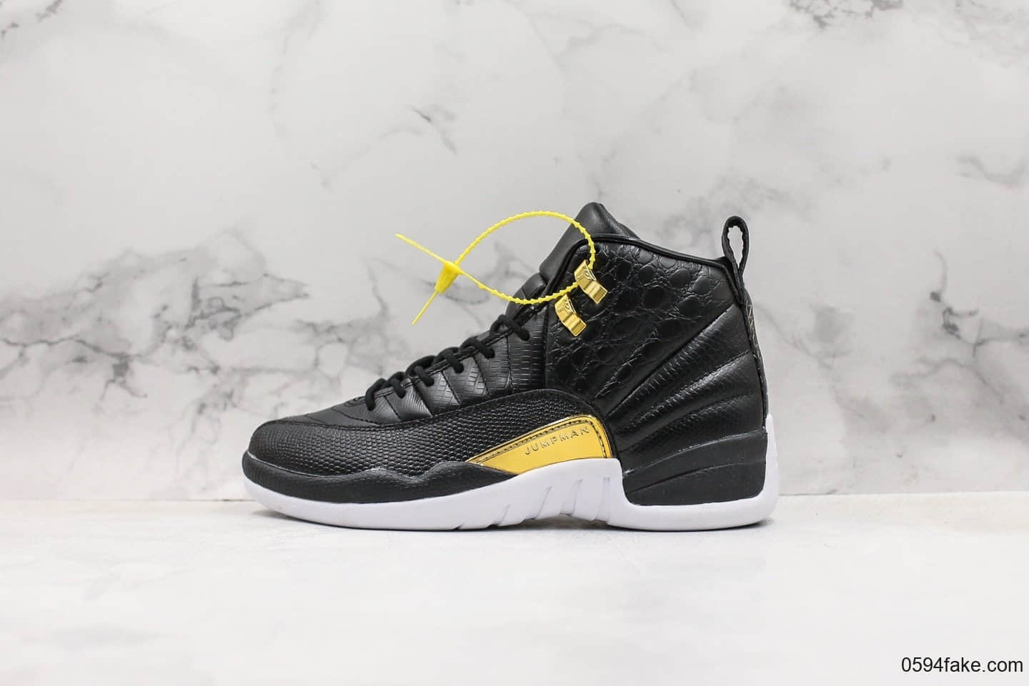 乔丹Air Jordan 12 “Midnight Black”黑金蛇纹OG纯原带半码实战篮球鞋 (ID:16125) - 图片1