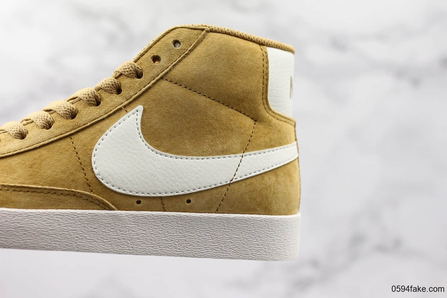 耐克Nike Blazer Mid Vintage Suede开拓者中帮休闲板鞋姜黄色公司级带半码 原版皮料精致质感 货号:917862-700