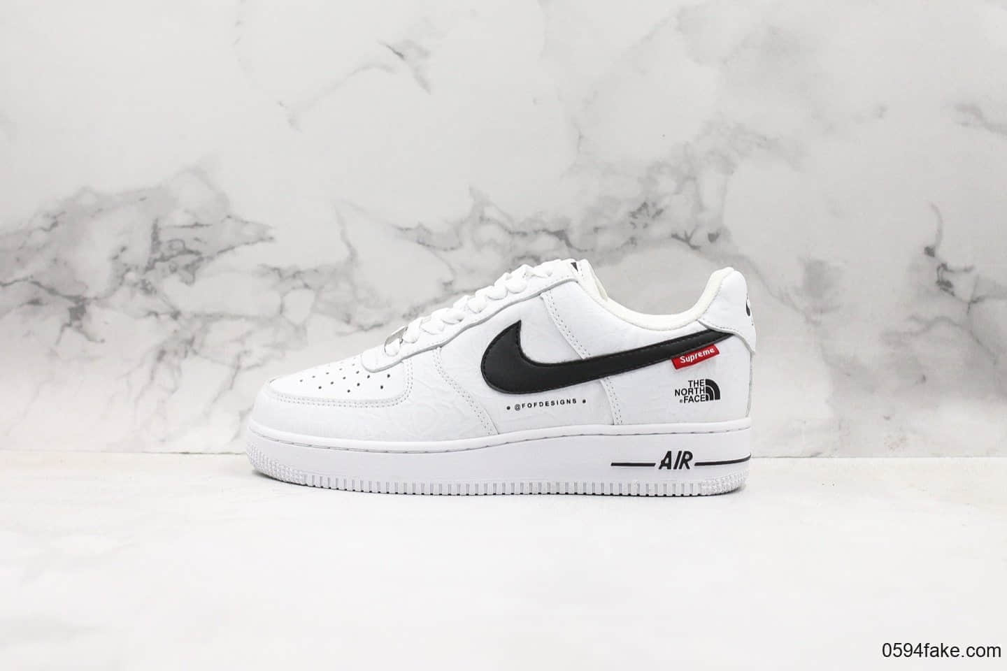 耐克Nike Air force 1 x Supreme x The North Face三方联名空军一号休闲板鞋黑白公司级带半码台湾原材手抓纹皮料 (ID:16401) - 图片1