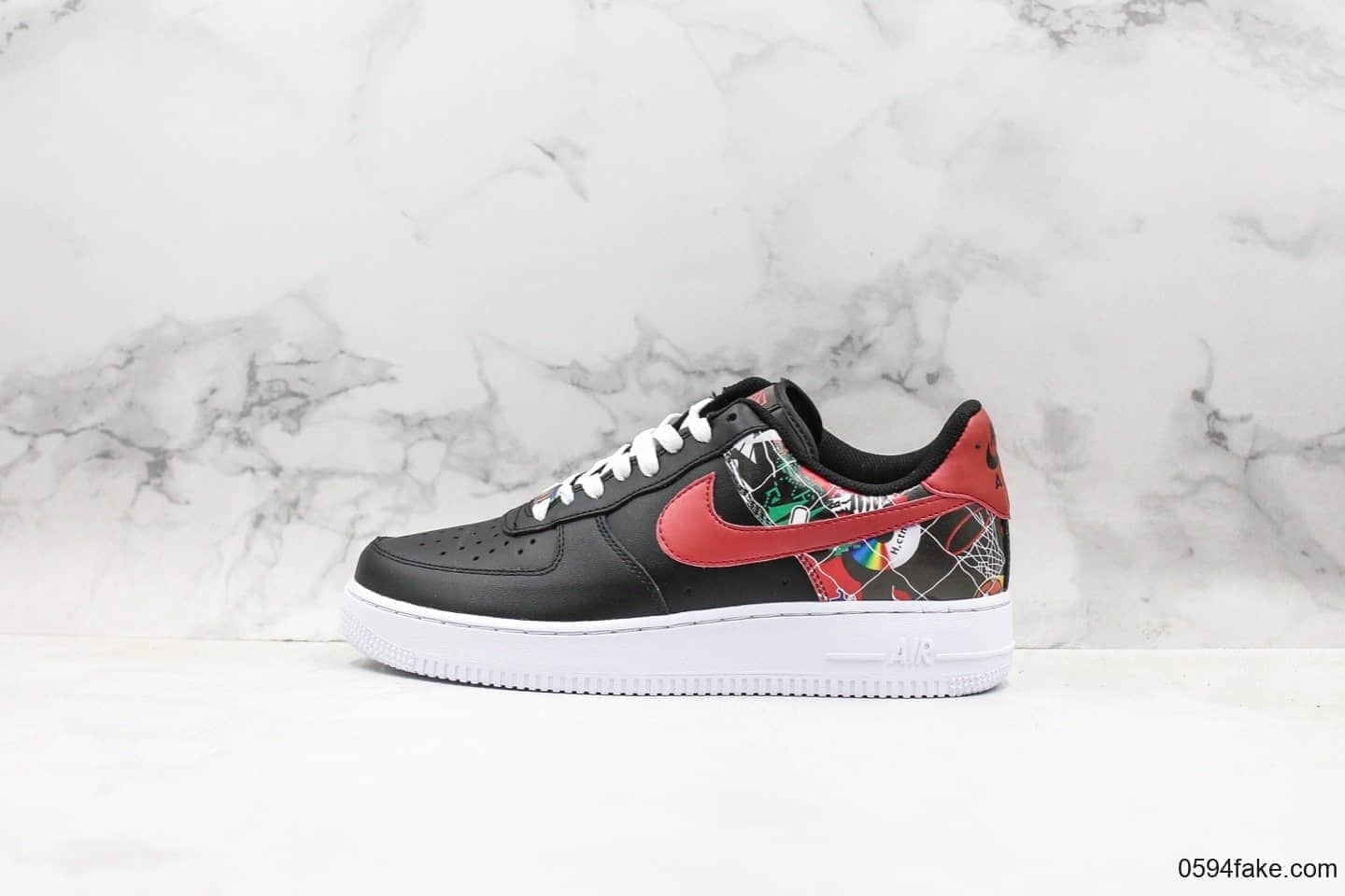 耐克Nike Air Force 1 07 LV8 “China Hoop Dreams”空军一号休闲运动鞋中国区限定配色黑红嘻哈涂鸦公司级带半码“街机”创意联名 (ID:16648) - 图片1